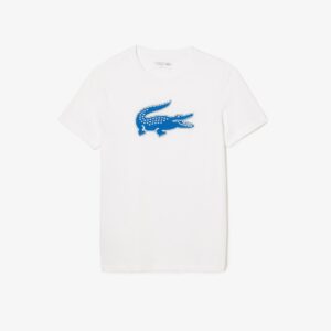CAMISETA LACOSTE SPORT TRANSPIRABLE CON ESTAMPADO DE COCODRILO BLANCO/KING BLUE