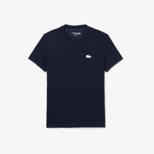CAMISETA LACOSTE MUJER DE ALGODÓN TÉCNICO ULTYRA-DRY AZUL MARINO / BLANCO